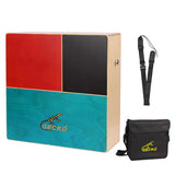 GECKO Portable Cajon Drum - Dual-Sided Design | One Side with Triple Bongo Tones, One Side Guitar String Cajon Sound | Hand or Brush Play | Made of Birch and Walnut | Includes Oxford Bag