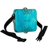 Tambourine Cajon Drum with Jingles, Wearable Strap, Storage Bag, Handheld Percussion Instrument, Portable Cajon for Rhythm Practice & Live Performance (Blue)