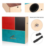 GECKO Portable Cajon Drum - Dual-Sided Design | One Side with Triple Bongo Tones, One Side Guitar String Cajon Sound | Hand or Brush Play | Made of Birch and Walnut | Includes Oxford Bag