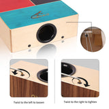 GECKO Portable Cajon Drum - Dual-Sided Design | One Side with Triple Bongo Tones, One Side Guitar String Cajon Sound | Hand or Brush Play | Made of Birch and Walnut | Includes Oxford Bag