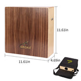 GECKO Portable Cajon Drum - Dual-Sided Design | One Side with Triple Bongo Tones, One Side Guitar String Cajon Sound | Hand or Brush Play | Made of Birch and Walnut | Includes Oxford Bag