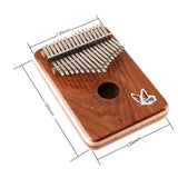 GECKO High-End Quality Kalimba 17 Keys Butterfly Print Solid Red Sandalwood Kalimba-K17SDEQ with Pickup